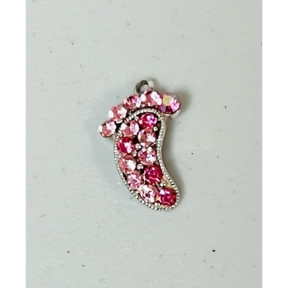 Silver Pink Diamond Diamonds Y2K Foot Necklace Charm Pendant Jewelry 🎀👣 #charm